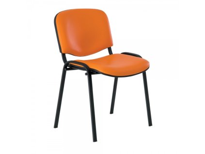 Kožená konferenční židle ISO - černé nohy, oranžová (Barva oranžová)