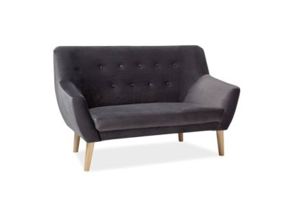 Pohovka Nordic II Velvet, šedá / přírodní dřevo (Barva černá || šedá)