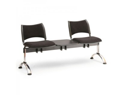 Čalouněná lavice SMART, 2-sedák + stolek - chromované nohy