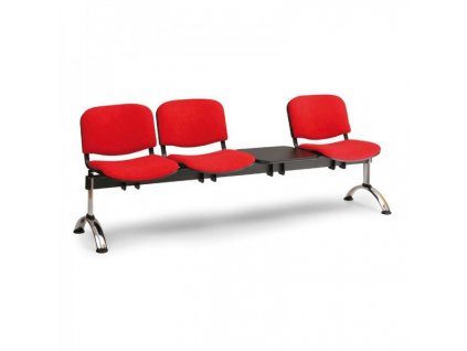 Čalouněná lavice VIVA, 3-sedák + stolek - chromované nohy