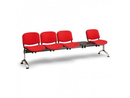 Čalouněná lavice VIVA, 4-sedák + stolek - chromované nohy