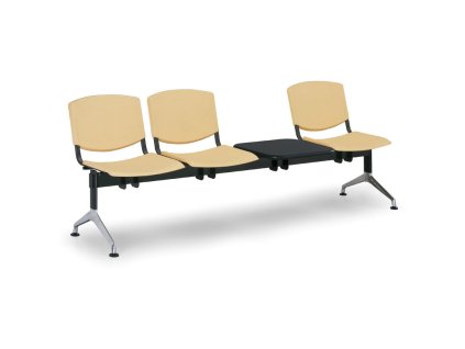 Plastová lavice Design, 3-sedák + stolek, červená (Barva červená)
