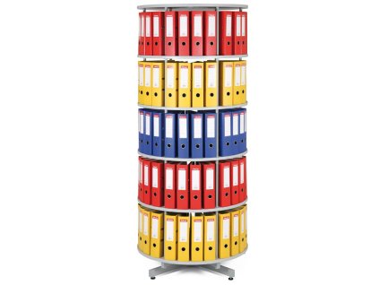 Archivační otočná skříň na pořadače, 5 pater, šedá konstrukce (Barva šedá)