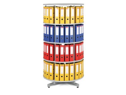 Archivační otočná skříň na pořadače, 4 patra, šedá konstrukce (Barva šedá)