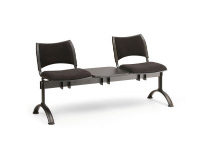 Čalouněná lavice SMART, 2-sedák + stolek - černé nohy, šedá (Barva šedá)