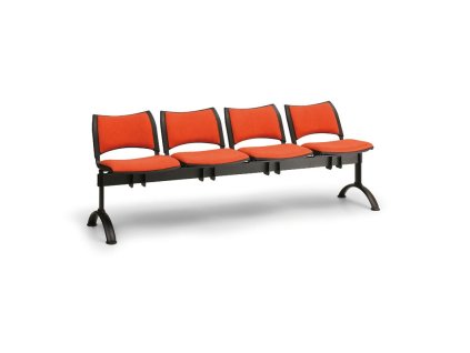 Čalouněná lavice SMART, 4-sedák - černé nohy, šedá (Barva šedá)