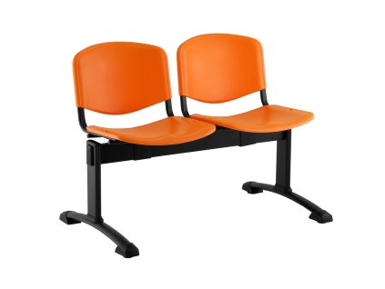 Plastová lavice ISO, 2-sedák - černé nohy, oranžová (Barva oranžová)