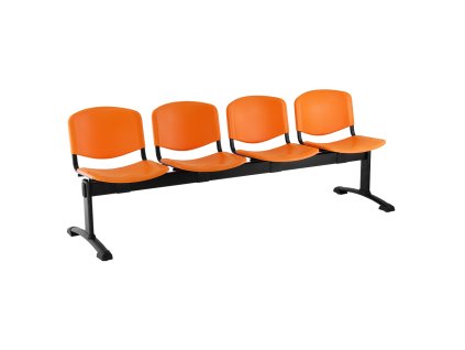 Plastová lavice ISO, 4-sedák - černé nohy, oranžová (Barva oranžová)