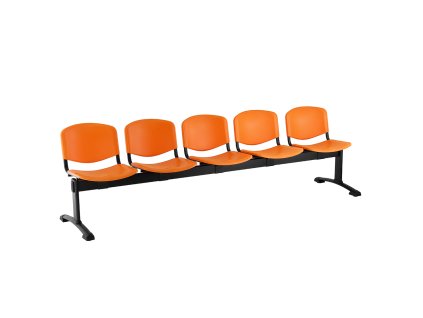 Plastová lavice ISO, 5-sedák - černé nohy, oranžová (Barva oranžová)