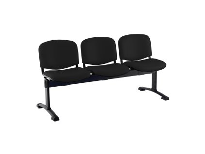 Kožená lavice ISO, 3-sedák - černé nohy, černá (Barva černá)