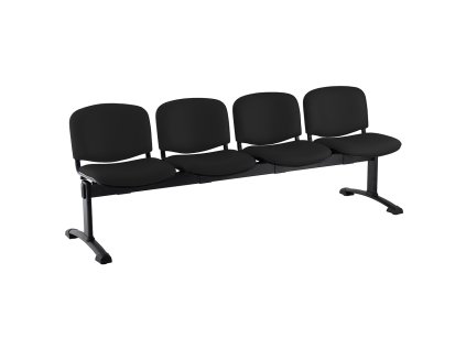 Kožená lavice ISO, 4-sedák - černé nohy, černá (Barva černá)