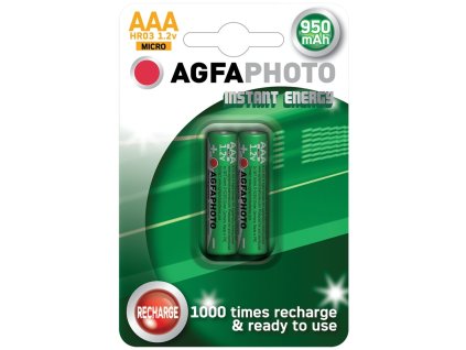 Přednabitá baterie AgfaPhoto AAA, 950 mAh 1,2 V, blistr 2 ks, nabíjecí (Barva zelená)