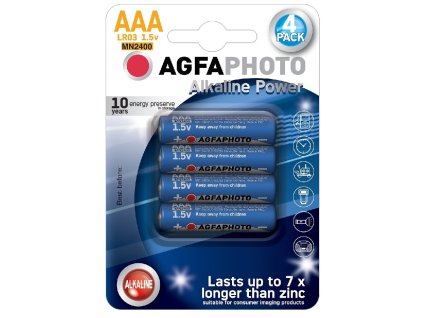 Power alkalická baterie AgfaPhoto LR03/AAA, 1,5 V, blistr 4 ks