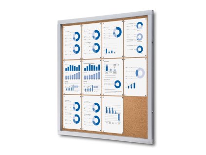 Interiérová informační vitrína 12 x A4 - korková záda