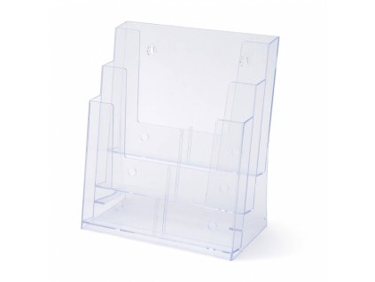 Stojánek na letáky formátu A4, 3 kapsy, čirá (Barva čirá)