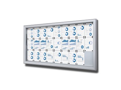 Venkovní uzamykatelná informační vitrína 27 x A4 - plechová záda, typ L, hliník (Barva hliník)