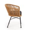 Zahradní židle Jolie, přírodní dřevo / černá (Barva ratan)