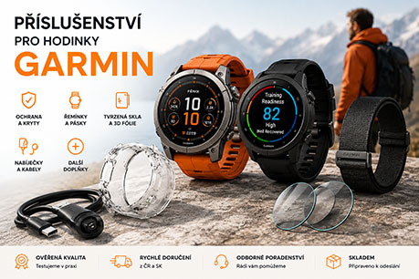 Kompletní příslušenství pro hodinky Garmin – ochrana, řemínky a nabíjení