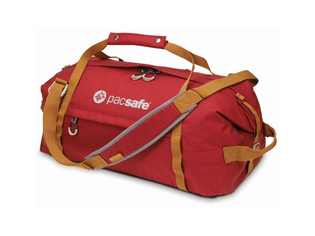 Pacsafe Duffelsafe AT45 chili/khaki cestovní taška
