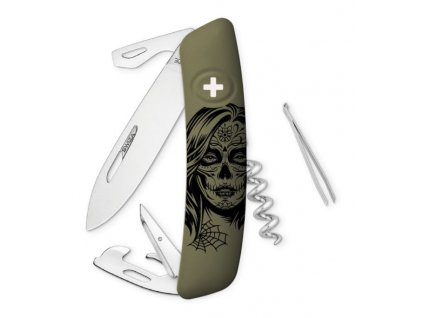 Swiza kapesní nůž D03 Girls Skull olive