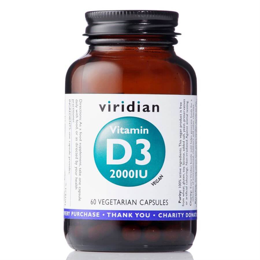 Viridian Vitamín D3 2000IU, 60 kapslí