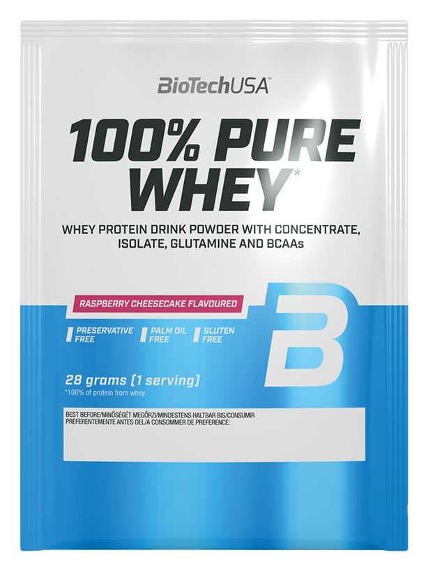 BioTech USA 100% Pure Whey Protein, TESTER, 28 g Příchuť: jahoda