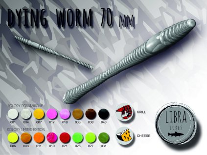 Gumová nástraha Dying Worm 70 - 005 Cheese (Sýr) 7cm 15ks