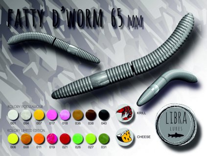 Gumová nástraha Fatty D'Worm 65 - 001 White (Krill) 6,5cm 10ks