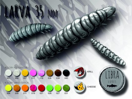 Gumová nástraha Larva 35 - 040 Black (Sýr) 3,5cm 12ks