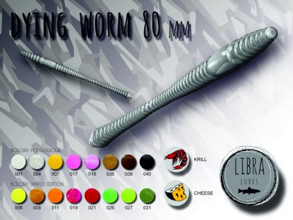 Gumová nástraha Dying Worm 80 - 018 Pink Pearl (Krill) 8cm 12ks