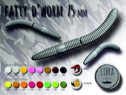 Gumová nástraha Fatty D'Worm 75 - 017 Bubble Gum (Sýr) 7,5cm 8ks