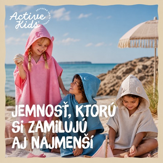 Mušelín pre deti: prečo si BIO bavlnené pončo zamilujete na pláži aj doma?