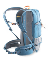 Odvětraný zádový systém z tvarované EVA pěny potažené 3D mesh textilií, nastavitelný hrudní popruh s píšťalkou