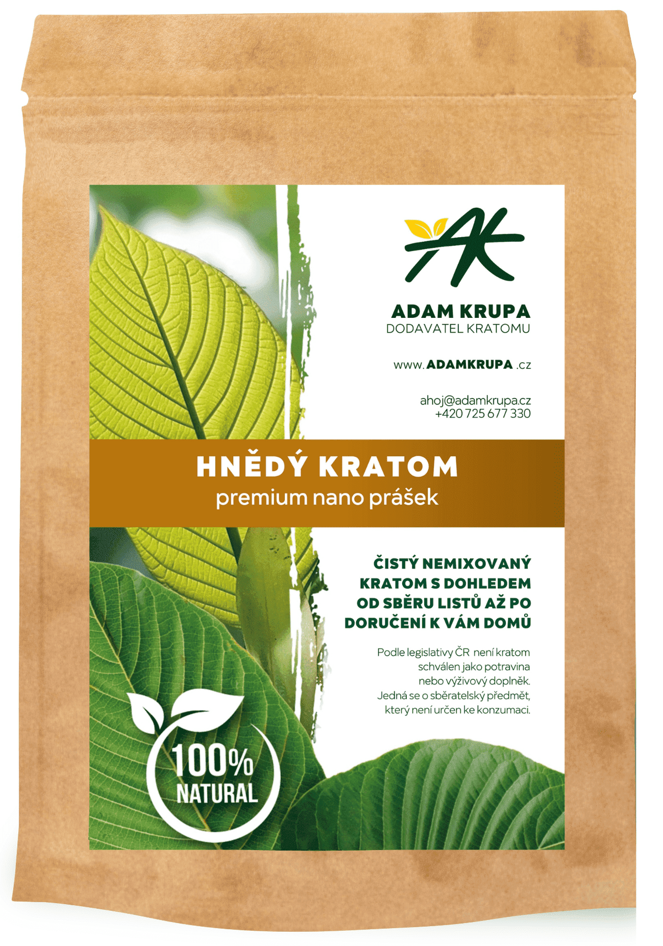 Hnědý kratom premium nano prášek Hmotnost: 500 g