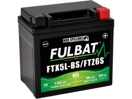 batéria 12V YTX5L-BS / YTZ6S GEL 12V 5Ah 90A bezúdržbová GEL technológia 113x70x105 FULBAT aktivovaná vo výrobe