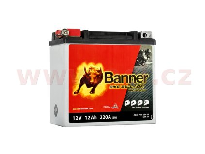 batéria 12V, YTX14-BS, 12Ah, 220A, BANNER Bike Bull AGM PRO 150x88x145