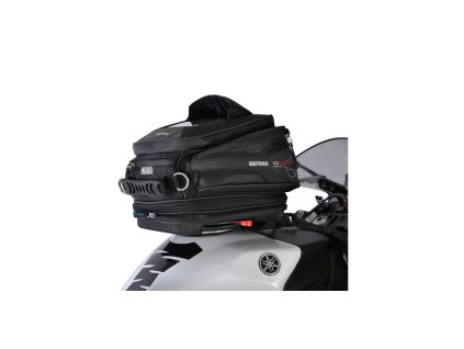 taška na nádrž na motocykel Q15R QR, OXFORD (čierna, s rýchloupínacím systémom na uzávery nádrží, objem 15 l)