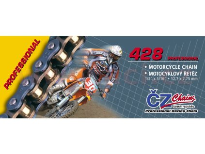 reťaz 428 ČZ - CZ farba čierna 126 článkov vrátane rozpojovacej spojky CLIP