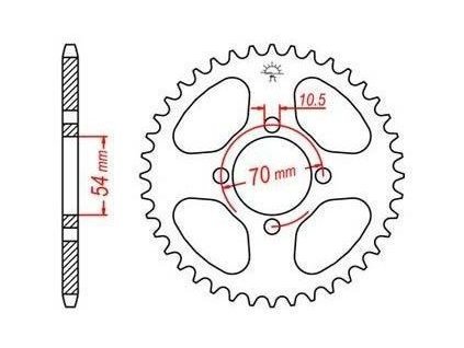 oceľové reťazové koleso pre sekundárne reťaze typ 428 JT - Anglicko 42 zubov