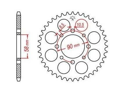 oceľové reťazové koleso pre sekundárne reťaze typ 520 JT - Anglicko 44 zubov