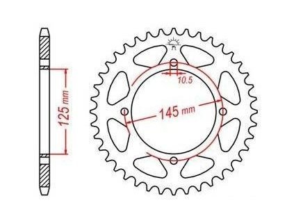 oceľové reťazové koleso pre sekundárne reťaze typu 520, JT - Anglicko (45 zubov)