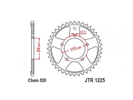 oceľové reťazové koleso pre sekundárne reťaze typu 520, JT (40 zubov)