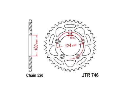 oceľové reťazové koleso pre sekundárne reťaze typu 520, JT (43 zubov)