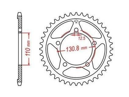 oceľové reťazové koleso pre sekundárne reťaze typ 525 JT - Anglicko 45 zubov