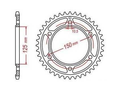 oceľové reťazové koleso pre sekundárne reťaze typ 525 JT - Anglicko 42 zubov