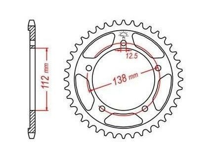 oceľové reťazové koleso pre sekundárne reťaze typ 525, JT - Anglicko (47 zubov)