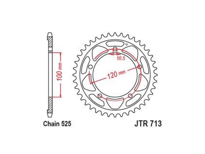 oceľové reťazové koleso pre sekundárne reťaze typu 525, JT (40 zubov)