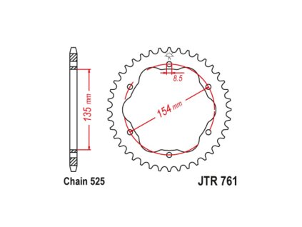 oceľové reťazové koleso pre sekundárne reťaze typu 525, JT (41 zubov)
