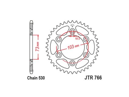 oceľové reťazové koleso pre sekundárne reťaze typu 530, JT (43 zubov)