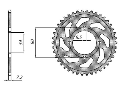 oceľové reťazové koleso pre sekundárne reťaze typu 428, SUNSTAR (45 zubov)